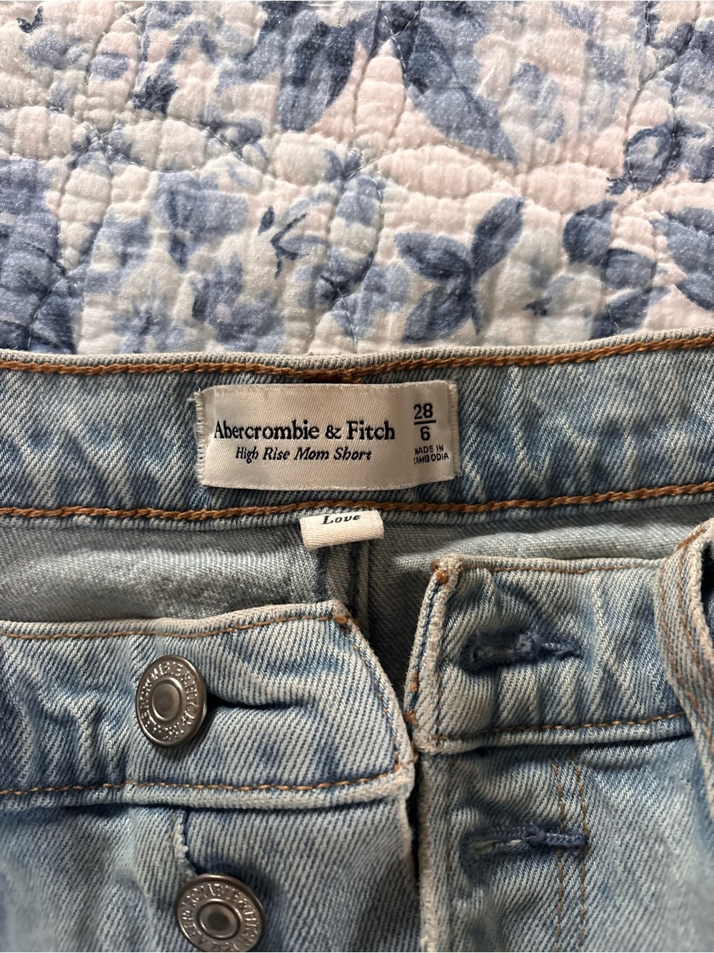 Abercrombie & Fitch Light Blue High-Rise Mom Shorts
